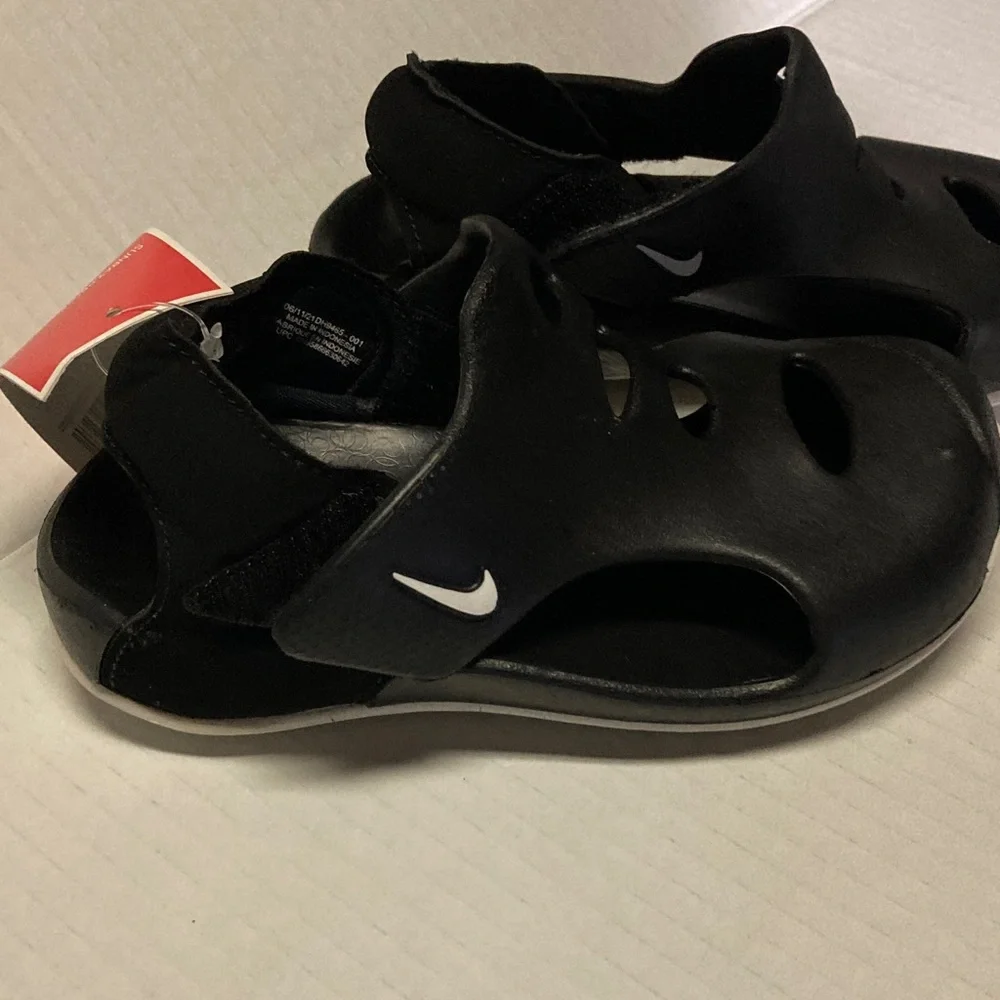 Nike Kids Black Water Shoes with White Swoosh